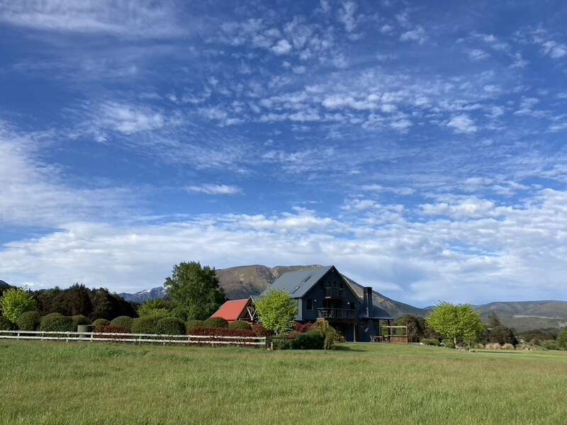 The property at St Arnaud with the Nelson Lakes ranges behind